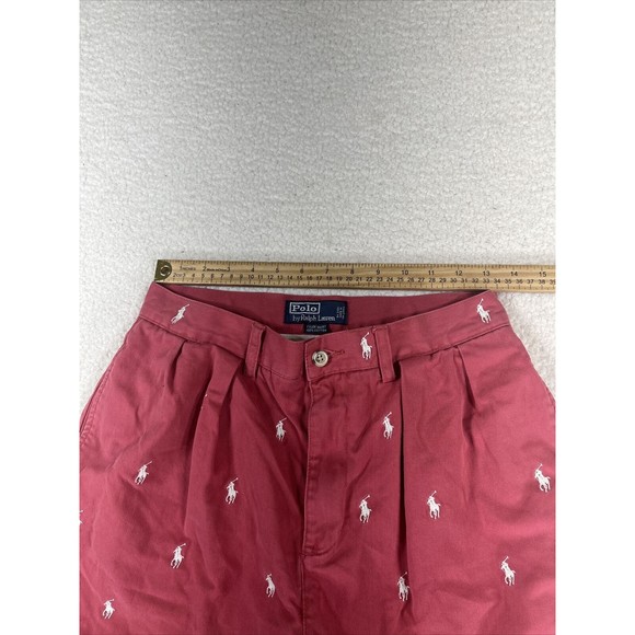 Vintage Polo Ralph Lauren Men Sz 30 Embroidered Logo Bermuda Pleated Tyler Short - Picture 5 of 9